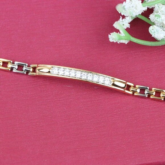 Elegant Rose Gold and Silver Bracelet with Sparkling CZ Accents, XPBL0691 - Picture 8 of 12